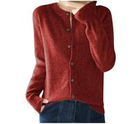 Gilet Femme Cardigan Manches Longues Tricoté Chic et Elégant avec Boutons à Col en V Ouvert sur Le Devant Décontracté Manteau Mode Pull Gilet Femme Cardigan Long en Tricot Veste Ouvert épais