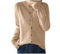 Gilet Femme Cardigan Manches Longues Tricoté Chic et Elégant avec Boutons à Col en V Ouvert sur Le Devant Décontracté Manteau Mode Pull Gilet Femme Cardigan Long en Tricot Veste Ouvert épais