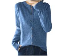 Gilet Femme Cardigan Manches Longues Tricoté Chic et Elégant avec Boutons à Col en V Ouvert sur Le Devant Décontracté Manteau Mode Pull Gilet Femme Cardigan Long en Tricot Veste Ouvert épais