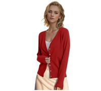 Gilet Femme Cardigan Pull Cachemire Col V Long Grande Taille Gilets Chic et Elegant LéGer Manches Longues Laine Cardigan avec Boutons Pull en Tricot Mode EláStique Top Hiver Chaud Vetement Femme