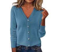 Gilet Femme Cardigan Pull Cachemire Col V Long Grande Taille Gilets Chic et Elegant LéGer Manches Longues Laine Cardigan avec Boutons Pull En Tricot Mode EláStique Top Hiver Chaud Vetement Femme