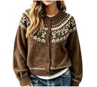 Gilet Femme Cardigan Veste Manteau Automne Hiver Pull Vêtement Mode | Chic et Elegant Grande Taille Jacquard Motif Boutons Col Rond Manche Longue Chaud Maille Tricot Vintage Outwear Casual