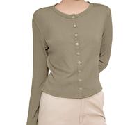 Gilet Femme, Chandail Tricot avec Boutons pour Femme, Pull Veste Cardigan Col V Manches Longues Classique gilet noir femmes cardigan tricoté (01 Vert de l'armée, L)