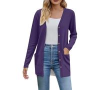 Gilet Femme Chic Et Elegant Cardigan Femme Long Veste Mi Saison Gilets avec Bouton Ouverte sur Le Devant Manteau avec Poches Couleur Unie Pull en Tricot Grande Taille Léger Fluide Cardigan