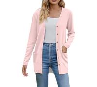 Gilet Femme Chic Et Elegant Cardigan Femme Long Veste Mi Saison Gilets avec Bouton Ouverte sur Le Devant Manteau avec Poches Couleur Unie Pull en Tricot Grande Taille Léger Fluide Cardigan