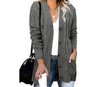 Gilet Femme Chic Et Elegant Pull À Manches Longues Pulls Automne Hiver Veste À Boutons Devant Gilets en Tricot Gilet avec Poches Cardigan Femme Long Décontracté