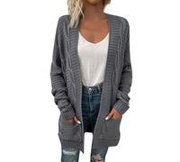 Gilet Femme Chic Et Elegant Tunique Femme Longue Manches Longues Court Cardigan Hiver Top Sexy Grosse Maille Blouses Oversize Chaud Casual Uni Haut Vetement 2#Gris L
