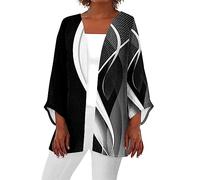 Gilet Femme Chic Et Elegant Tunique Femme Longue Manches Longues Court Haut Chaud Cardigan Dentelle Grande Taille Top Oversize Hiver Sexy Blouses Vetement 12#Noir L