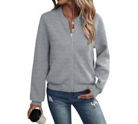 Gilet Femme Chic Et Elegant Tunique Femme Longue Manches Longues Sport Blouses Ete Haut Automne Grosse Maille Top Casual Uni Crochet Fin Cardigan Vetement 2#Gris L