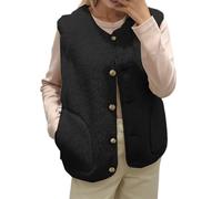 Gilet Femme Chic Et Elegant Veste Polaire sans Manches, Gilet Chaud Imitation Peau De Mouton avec Col Montant Style Classique DéContracté Polyvalent Doux Et Confortable