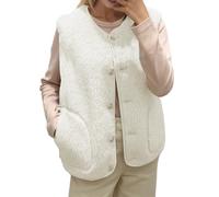 Gilet Femme Chic Et Elegant Veste Polaire sans Manches, Gilet Chaud Imitation Peau De Mouton avec Col Montant Style Classique DéContracté Polyvalent Doux Et Confortable