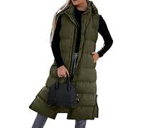 Gilet Femme Couleur Unie Mi-Longueur Zippé Gilet Manteau Gilet, vert, XL
