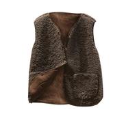 Gilet Femme Court Fausse Hiver Fourrure Manteau Col Debout sans Manches Cardigan Imitation Fourrure Gilets en Molleton Polaire Doux Grande Taille Laine Manteaux Sans Manches Élégant Mode Outerwear