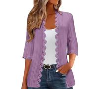 Gilet Femme Court Ouverte Devant Cardigan Léger Femmes Dentelle Cardigan Manches Longues Boléro Femme Chic Et Élégant Manteau À La Mode Et Polyvalent Veste Femmes Tricot Décontracté