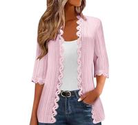 Gilet Femme Court Ouverte Devant Cardigan Léger Femmes Dentelle Cardigan Manches Longues Boléro Femme Chic Et Élégant Manteau À La Mode Et Polyvalent Veste Femmes Tricot Décontracté