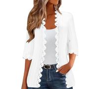 Gilet Femme Court Ouverte Devant Cardigan Léger Femmes Dentelle Cardigan Manches Longues Boléro Femme Chic Et Élégant Manteau À La Mode Et Polyvalent Veste Femmes Tricot Décontracté