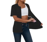 Gilet Femme éTé LéGer Manches Courtes avec Poches Cardigan Chic Et éLéGant pour Un Look DéContracté Et Stylé