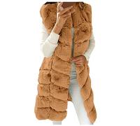 Gilet Femme Sherpa Fausse Fourrure Vestes d'hiver sans Manches Shaggy Chaud Laine Long Manteaux Lâches Moelleux Ouvert Devant Coupe-Vent Cardigan Polaire Extérieur Épaissir Outwear Grande Taille