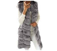 Gilet Femme Sherpa Fausse Fourrure Vestes d'hiver sans Manches Shaggy Chaud Laine Long Manteaux Lâches Moelleux Ouvert Devant Coupe-Vent Cardigan Polaire Extérieur Épaissir Outwear Grande Taille