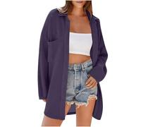 Gilet Femme Uni Mi-Long Large Chic Et éLéGant Couleur Unie DéContractéS Grande Taille Tunique Confortable Classique Tendance Coupe AjustéE éLastique Chemise