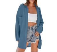 Gilet Femme Uni Mi-Long Large Chic Et éLéGant Couleur Unie DéContractéS Grande Taille Tunique Confortable Classique Tendance Coupe AjustéE éLastique Chemise