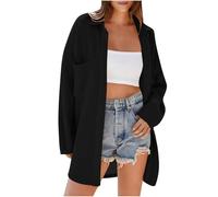 Gilet Femme Uni Mi-Long Large Chic Et éLéGant Couleur Unie DéContractéS Grande Taille Tunique Confortable Classique Tendance Coupe AjustéE éLastique Chemise