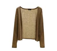 Gilet Femme,Veste Boléro Transparente pour Femme Ouverte sur Le Devant Manches 3/4 Cardigan D'Été Léger Haut Élégant pour La Plage pour Robe De Soirée Mariage Kaki Taille L