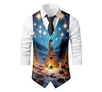 Gilet Festif en Maille, Pull d'hiver Chaud et décontracté, sans Manches, idéal pour Les fêtes et Les activités de Plein air. Confortable, Doux et léger, il est Parfait par Temps Froid. (Blue, XXXXL)