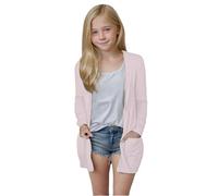 Gilet Fille Cardigan Pull Cachemire Col V Long Grande Taille Gilets Chic et Elegant LéGer Manches Longues Laine Cardigan avec Boutons Pull en Tricot Mode EláStique Top Hiver Chaud Vetement Enfant