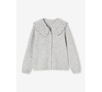 Gilet fille col à strass gris chiné 2A