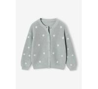 Gilet fille fantaisie en côte perlée bleu grisé 4A
