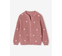 Gilet fille fantaisie en côte perlée blush 5A