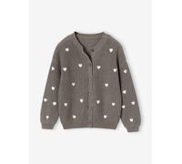 Gilet fille fantaisie en côte perlée olive 12A