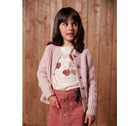 Gilet fille loose maille mousseuse rose poudré 3A