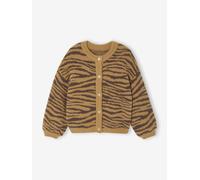 Gilet fille motif animalier maille mousseuse chocolat 10A