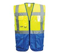Portwest Gilet Executive Warsaw, Couleur: Jaune/Royal, Taille: XL, C476YRBXL