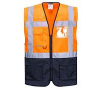 Gilet fluo secouriste Haute Visibilité Portwest Executive Warsaw Orange / Marine S