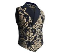 Gilet gothique à double boutonnage pour homme, style victorien, steampunk, en brocart, noir, Medium