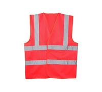 Gilet haute visibilite baudrier hivi dble ceinture rouge fluo taille x