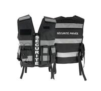 Gilet Haute Visibilité SÉCURITÉ PRIVÉE Noir - Identification Professionnelle - Confort Et Résistance - Idéal Comme Gilet Tactique Sécurité Privée, Police, Gendarmerie Ou Militaire Homme