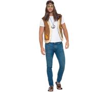 Gilet Hippie Marron Avec Symbole Pour Homme (Taille S/M) Multicolore