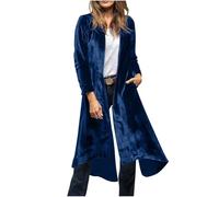 Gilet Hiver Femme Pull pour Gilets Cardigan À Manches Longues Et Col en V pour Polaire Mi Saison Capuche Sweet de Montant Veste Femme Mi Saison Grande Taille Marine XL