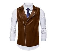 Gilet Homme Costume Noir Men's Fashion Spring And Autumn Casual Lapel Three Piece Plaid Printed Sweatshirt Gilet Chauffant Homme Avec Batterie Grande Taille (Brown, L)