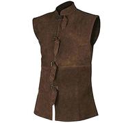 Gilet Homme MéDiéVal Gothique Vintage à Col Montant Boutons Manteau sans Manches Steampunk Slim Fit Costume Veste Gilet De Dermabrasion Halloween VêTements