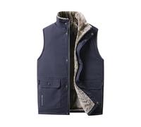 Gilet Homme Sans Manche,Gilet Matelassé Sans Manches Pour Homme, Doublé Polaire Sherpa, Fermeture Éclair Intégrale, Léger, Chaud, En Coton, Idéal Pour Les Voyages, Le Travail Et La Pêche. Poc