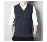 Gilet Homme Sans Manche Tendance automne hommes pulls gilet col en v impression simple boutonnage décontracté ample épaissir sans manches Cardigan tricot manteau hauts Pour Hommes(Medium gray05,100A)