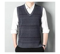 Gilet Homme Sans Manche Tendance automne hommes pulls gilet col en v impression simple boutonnage décontracté ample épaissir sans manches Cardigan tricot manteau hauts Pour Hommes(Medium gray03,88A)
