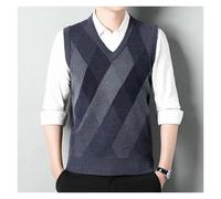 Gilet Homme Sans Manche Tendance automne hommes pulls gilet col en v impression simple boutonnage décontracté ample épaissir sans manches Cardigan tricot manteau hauts Pour Hommes(Medium gray01,104A)