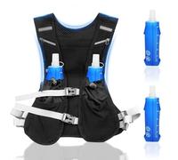 Gilet Hydratation Running avec 2 Gourdes Souples 500 ML, Sac Hydratation Running, Réfléchissant Léger et Respirant, Bretelles Réglables pour Homme et Femme, pour Marathon, Trail, Cyclisme, Randonnée