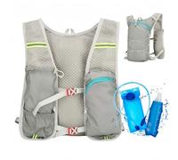 Gilet Hydratation Running, Réglable Gilet d'hydratation avec Poche d'eau 2L et Flacon Souple 500ml, Sac à Dos d'hydratation Réfléchissant Sac Hydratation Running Homme e Femme (Gris)